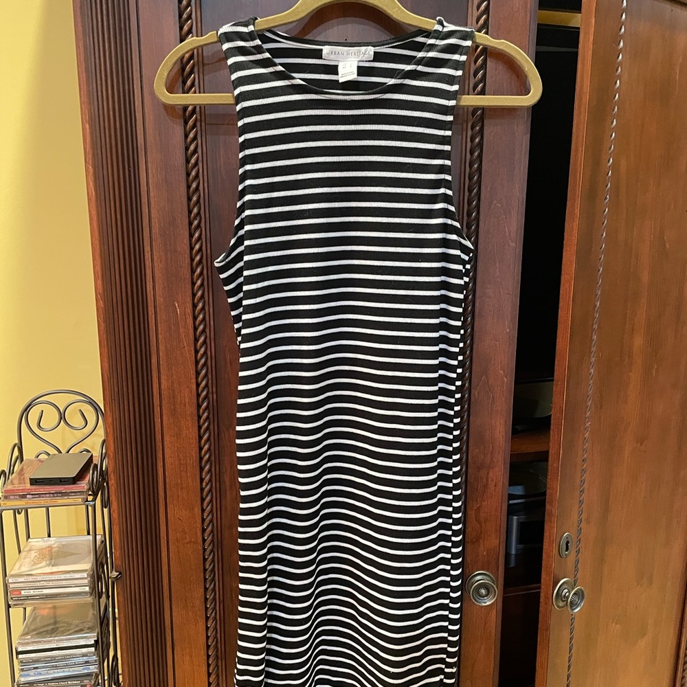 black and white striped dress
